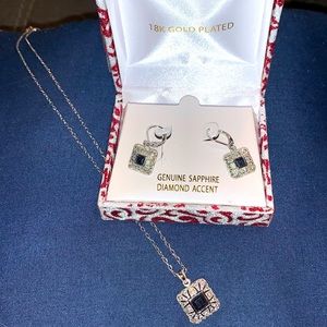 Sapphire Pendant Necklace & Matching Earrings